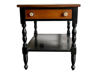 Hitchcock End Table With Shelf And Single Drawer