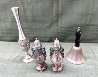 Elephant Vase, Salt And Pepper Shakers, School Bell - One Lot   SHIPPING AVAILABLE