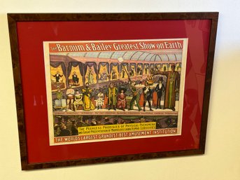 Vintage BARNUM AND BAILEY Circus Poster In Gallery Frame- A Managerie Of Freaks