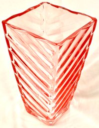 Unique Pink Diagonal Stripe Square Vase