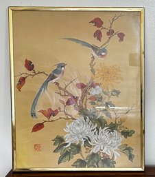 Asian Style Bird And Floral Framed Print
