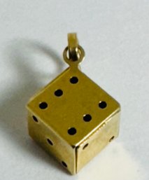 ITALIAN 14K GOLD DICE PENDANT OR CHARM