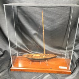 Spectacular $1,600 Antique Boat Model From 1937 - Auxiliary Cutter Sonny - In Glass Case - Incredible Piece !