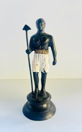 Painted Bronze African Warrior Figure