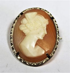 .800 Silver Continental Carved Shell Cameo Pin/pendant/brooch