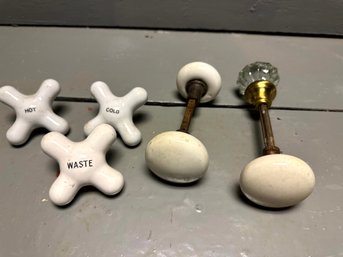 Vintage Porcelain Door Knobs And Water Faucets