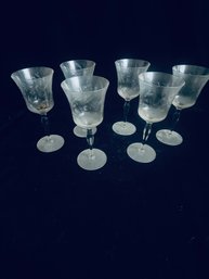 Etched Floral Stemmed Glasses