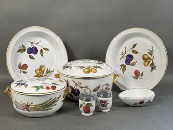 A Collection Of Fine Porcelain Bakeware By Royal Worcester, Evesham Pattern