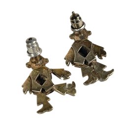 Sterling Silver Articulated Marcastie Clown Pierced Earrings