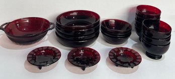 Beautiful Lot Of Ruby Red Glass Table Decor