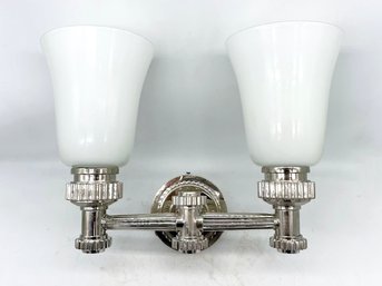 A Chrome Double Sconce By Restoration Hardware