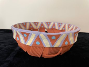 Hand Painted Ceramic Woven Basket