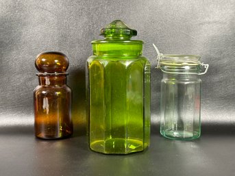 A Great Assortment Of Vintage Glass Canisters