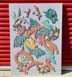 West Indies Hooked Tapestry From Montserrat - Floral, Birds, Bugs