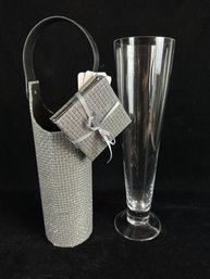 Wine Carrier Bag And Drinking Glass