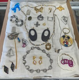 Beautiful Collection Of Jewelry Lot Necklaces, Ear Rings, Pins, Pendants, Bracelet, Clock Pendant. JJ/A4