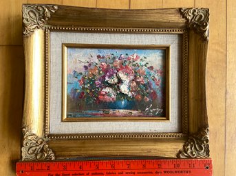 Signed Original Still Life Oil On Canvas Board 11x9 Framed