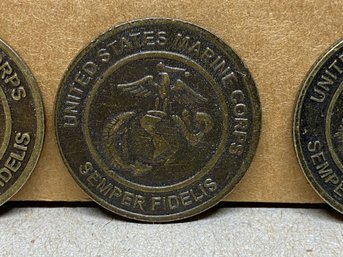 (4) Vintage United States Marine Corps Toys For Tots Coins.