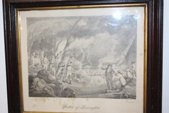 Battle Of Lexington Framed Engraving  15 By 17