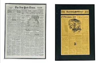 Two Framed Newspaper Articles