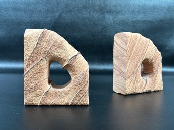 A Handsome Pair Of Natural Sandstone Bookends