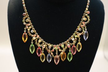 Colorful Rhinestone And Glass Necklace