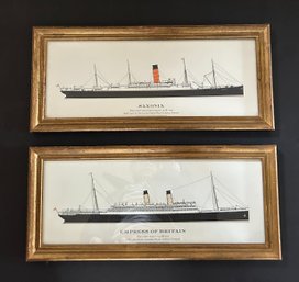 Pair Of  Vintage Framed North Atlantic Liners