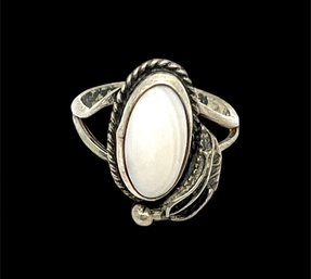 Vintage Sterling Silver White Stone Ring, Size 4.5