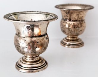 A Pair Of Vintage Sterling Silver Urn Form Egg Cups