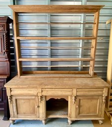 19th C. American Pine Server With Plate Rack