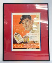 Framed 1948 Chesterfield Cigarettes Ad Featuring William Bendix As Babe Ruth
