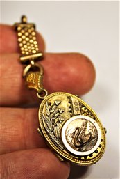 Victorian Eastlake Gold Filled Locket Fob Pendant With Swan