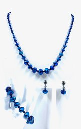 Faceted Iridescent Bermuda Blue Jewelry Suite