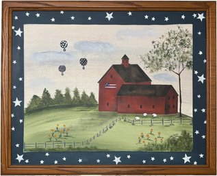 An Original Acrylic On Canvas, Bucolic Barn Scene, Signed Robin Cherry, 2002