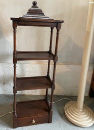 VTG Wood Etagere 3-Tiered Shelf Unit W/ Drawer -wall Or Tabletop