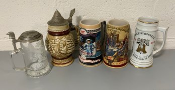 5 Vintage Collectible Steins ~ 2 Miller High Life & More ~