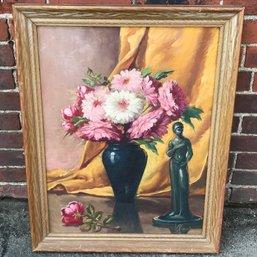 Vintage / Antique Oil On Canvas - Still Life Flowers - Illegibly Signed - V Mahrdo ? - Not Sure Of Signature