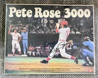 Signed Pete Rose 3000 Hit Poster (preserved)