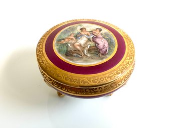 Antique Limoges Enamel Box Showing Female Companions