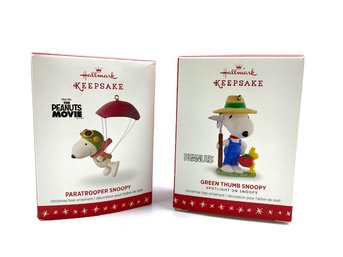 Pair Of Snoopy Hallmark Keepsake Ornaments From 2016