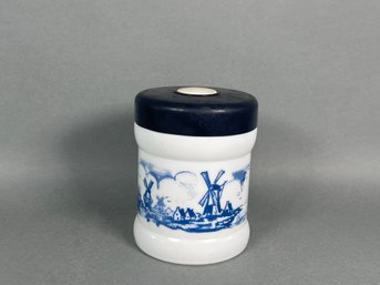 Vintage Valkenswaard Holland Opaline Blue & White Jar