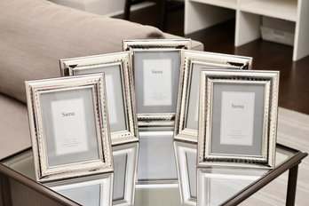 Set Of 5 Siena Frames Silver  Hand Polished Plated Tarnish Resistant Hammered Border Frames Fits 5 X 7