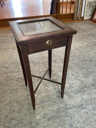 Antique Side Table With A Display Case.