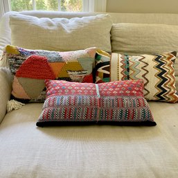 *A Set Of 3  Polychromatic Varied Textile Pillows* Location B