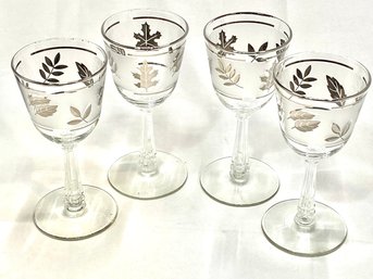 Vintage Silver Leaf Wine Glasses By Libbey Glass Co.