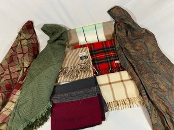 Plaid And Striped Scarves - Yves Saint Laurent, Hilltop, Saint Clair, Smithsonian Institute, Wool Cashmere