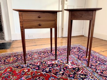 Pair Of Coordinating Handmade Shaker Walnut Side Tables