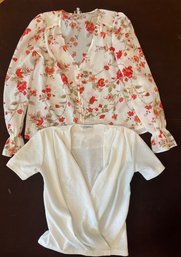 Joie Floral Blouse (xS) And White Zara Blouse (s)