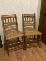 Pair Of Caned Side Chairs