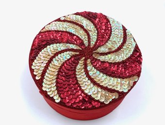 Vintage Satin & Sequin Christmas Candy Giftbox